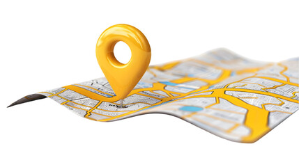 Pin Location Icon With Folded Map isolated on a transparent background