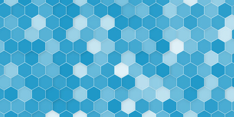 Seamless blue mosaic honeycomb pattern, art background template. Vector marble texture