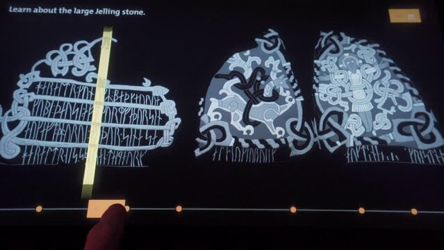 Jelling Stone Animation After Restauration at Viking Museum in Central Jutland Province