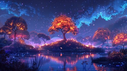 Phosphorescent Paradise: Fantasy Forest Glow