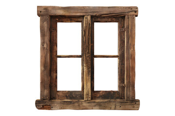 Wooden window isolated on a white background