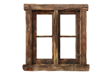 Wooden window isolated on a white background