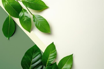 Natural concept, environment and organic products. Green abstract arrow, natural design. Natural design, flyer layout, marketing material, copy space - generative ai