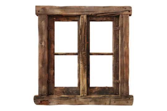 Wooden window isolated on a white background