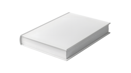 closed white book cover mockup isolated on a transparent background