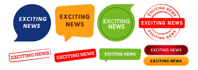 exciting news speech bubble and button for information important media