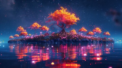 Electric Eden: Neon Fantasy Forestscape