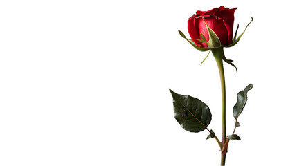 Obraz premium one red rose flower bud isolated on a transparent background