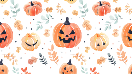 Pastel Halloween Seamless Pattern for Design Use isolated on a transparent background