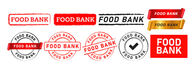 food bank rectangle and circle stamp label sticker for service donation help charity community