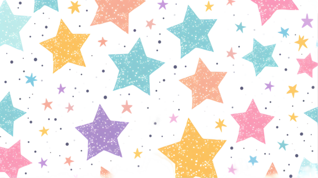 Pastel Star Seamless Pattern for Design isolated on a transparent background
