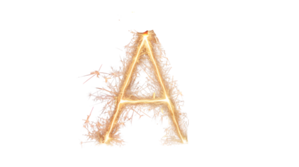 Sparklers Letter A isolated on a transparent background