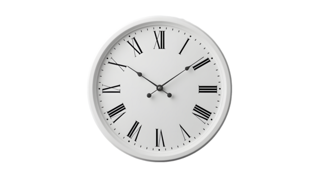 simple wall clock, isolated on a transparent background
