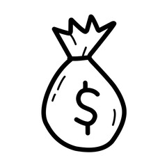 hand drawn money line icon