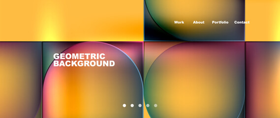 Bright colorful squares with round elements minimal geometric background. Vector Illustration For Wallpaper, Banner, Background, Card, Book Illustration, landing page