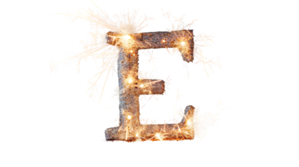 Sparklers Letter E isolated on a transparent background