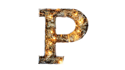 Sparklers Letter P isolated on a transparent background