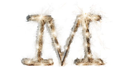 Sparklers Letter M isolated on a transparent background