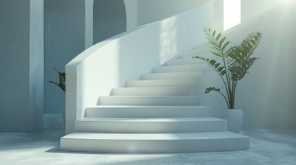 Cinema 4D business growth visual, elegant minimalism, soft white gradient background, studio lighting, ample copy space, high detail