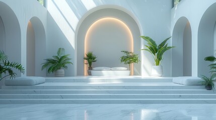 Realistic Cinema 4D business growth representation, minimalistic, smooth white gradient, studio lights, detailed design, open space