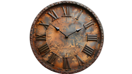 vintage wall clock isolated on a transparent background