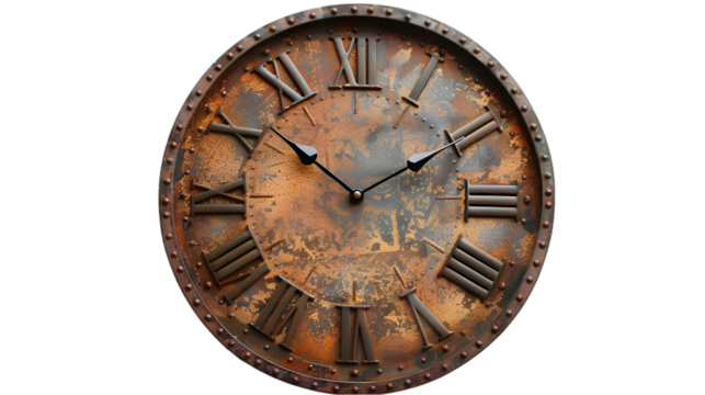 vintage wall clock isolated on a transparent background