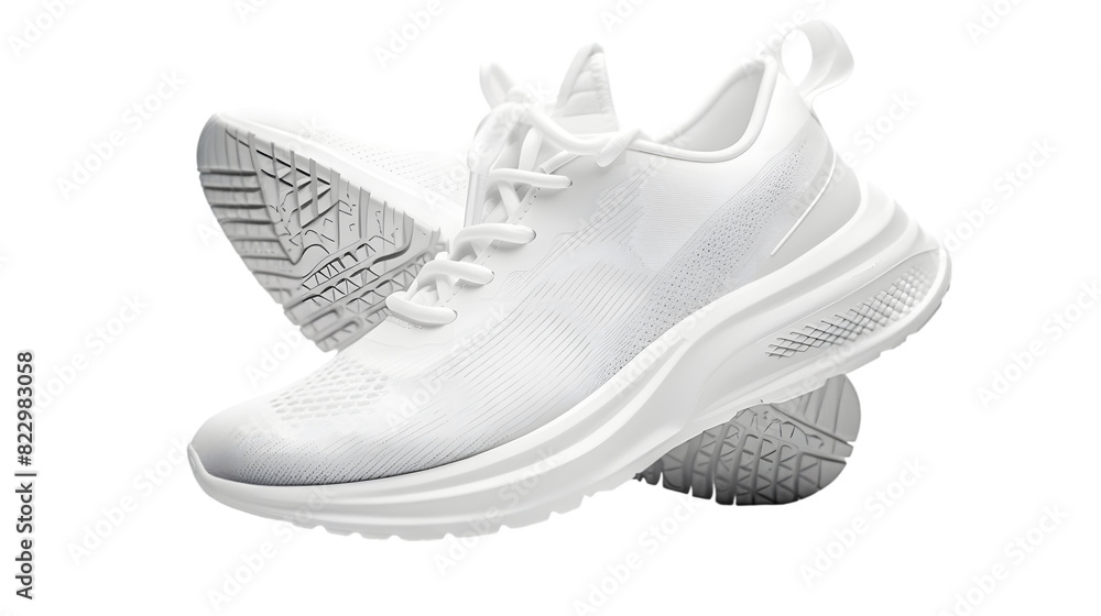 Wall mural white running sneakers mockup isolated on a transparent background