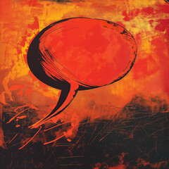 Abstract expressionist speech bubble on red