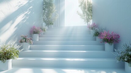 Cinema 4D business growth illustration, realistic and detailed, smooth white gradient, studio light, minimalistic design, open space