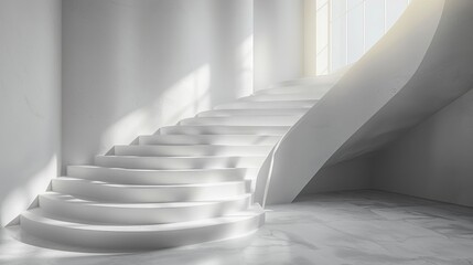 Cinema 4D business growth illustration, realistic and detailed, smooth white gradient, studio light, minimalistic design, open space