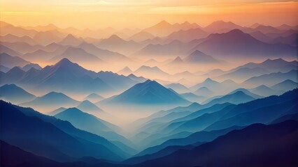 Obraz premium Abstract Mountains: Stylized, layered mountains in gradient colors, providing a sense of depth and serenity. 