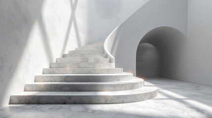 Naklejka premium Cinema 4D business growth model, clean and detailed, smooth white gradient, studio lighting, minimalism, open space