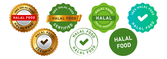 circle stamp and seal badge halal food sign for islamic certified guarantee quality product