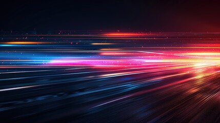 Glossy black with abstract, colorful light trails
