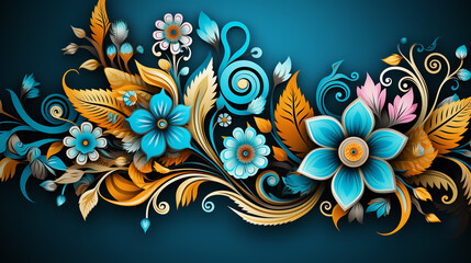Vintage indian background abstract with elements flowers
