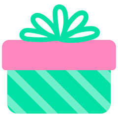 Kids hand drawn cute party element green gift box