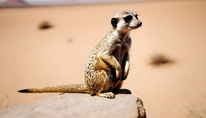 A Meerkat Sitting On A Rock Looking Out Over The Upscaled 3