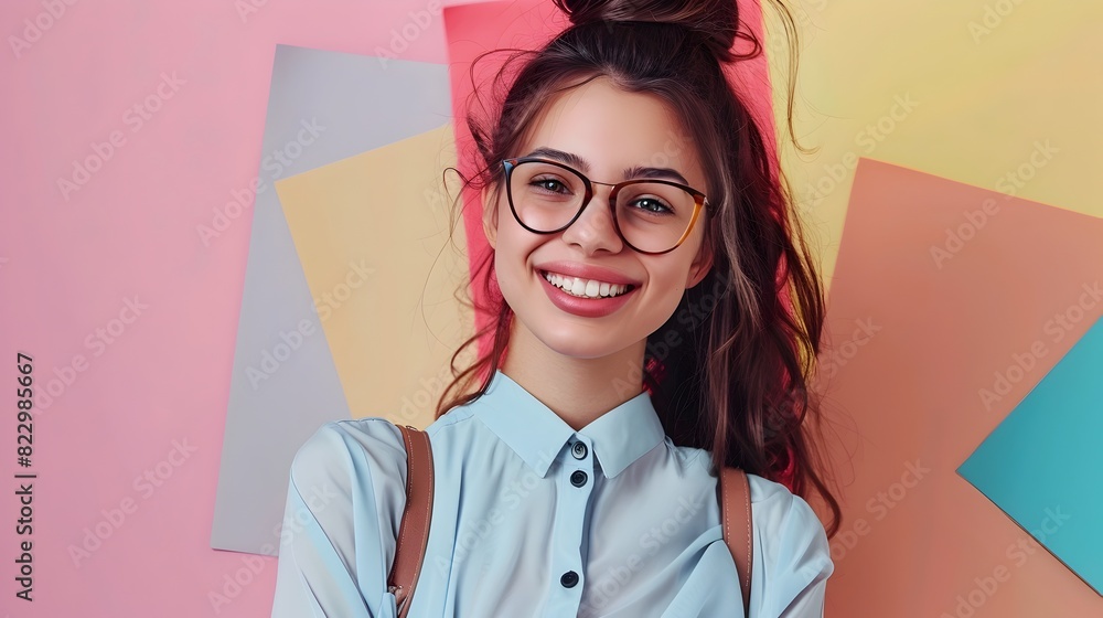 Wall mural Cheerful Young Professional Woman in Casual Office Setting