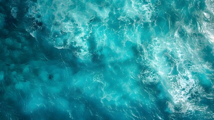 Captivating Aerial Seascape Turquoise Waves Cascading in Mesmerizing Abstract Patterns