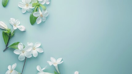 Fototapeta premium Flower Flat On Light Blue Background Serene Elegant Background