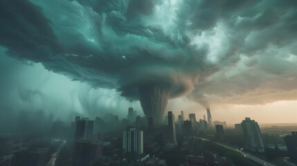 Fototapeta premium Dramatic supercell storm in southern Montana, perfectly spiralling updraft of a storm, USA