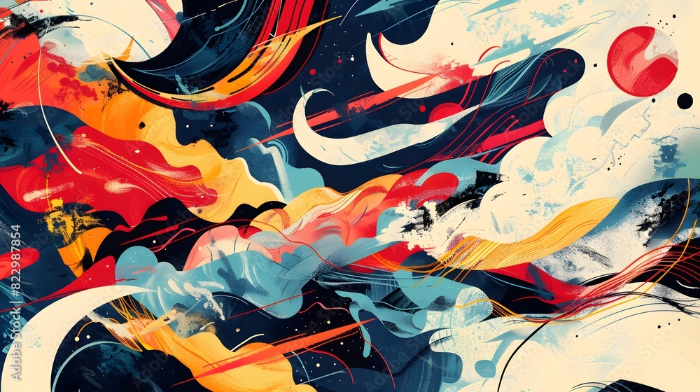 Poster an abstract backdrop illustration with multi-colored design shapes