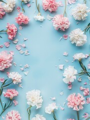 Fototapeta premium Flower Flat On Light Blue Background Serene Elegant Background
