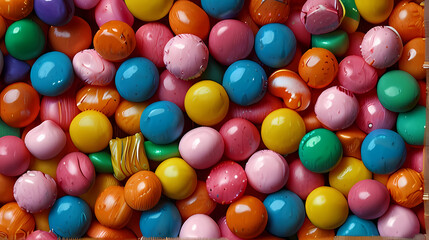 Background with a pile of colorful candy theme