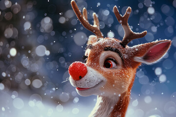 The enchanting Rudolph, his glowing red nose bringing to life the beloved Christmas tale of Santa's...
