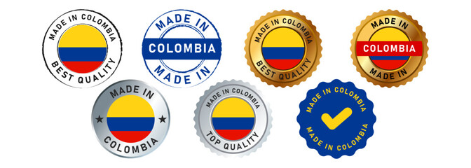 made in colombia circle seal badge stamp sign for manufactured country quality product industry