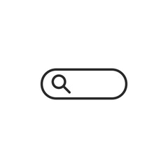 Search bar icon with a magnifying glass symbol. Represents the concept of online searching and data finding on websites and applications. Vector illustration