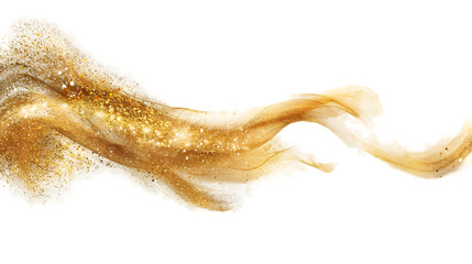Fototapeta premium Golden Dust Swirl Elegance, isolated on a transparent background