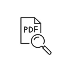 PDF icon. Simple PDF search icon for web, document management systems, and user interfaces. Vector illustration