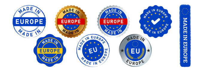 made in europe seal badge label sticker sign for manufactured country quality product industry